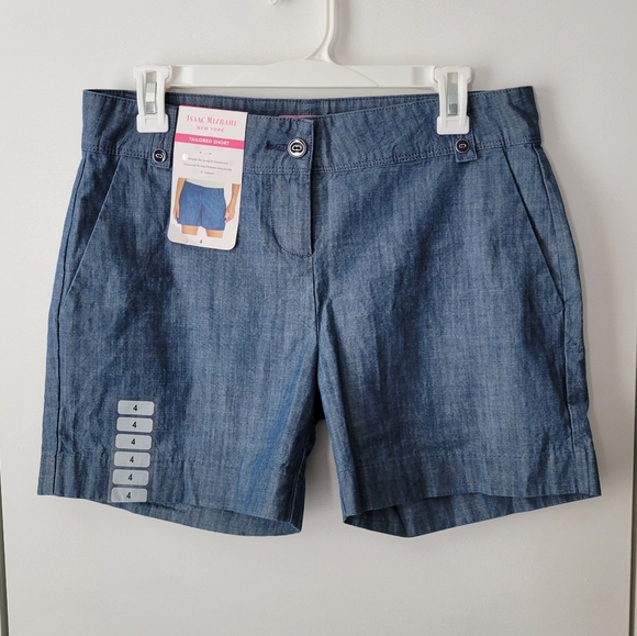 Isaac Mizrahi blue denim look shorts - Picture 1 of 4
